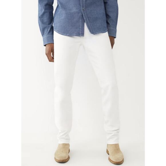 True Religion Men's Rocco Renegade Relaxed Skinny Fit Stretch White Jeans - Picture 5 of 9
